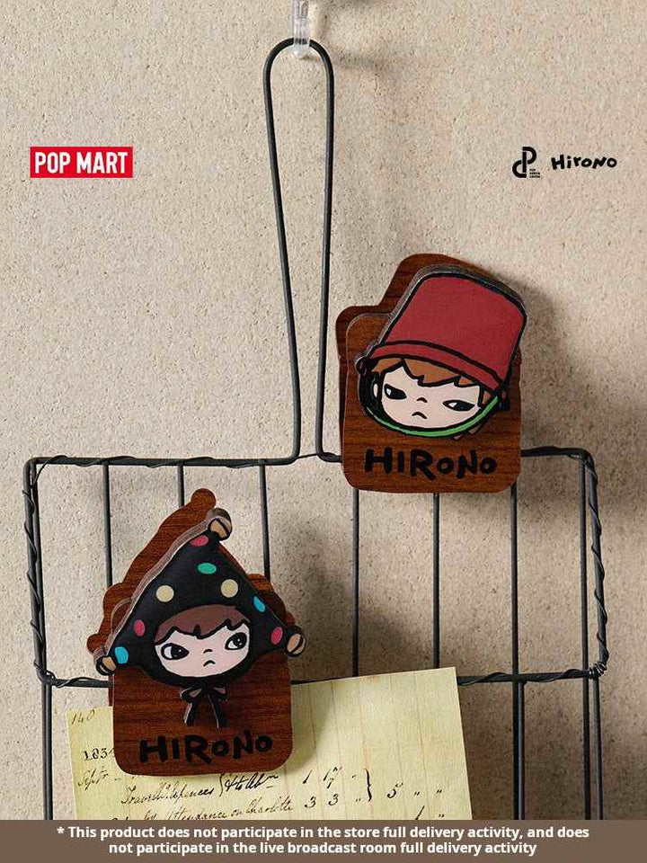 Pop Mart Hirono Echo Series fridge magnets in artistic designs.
