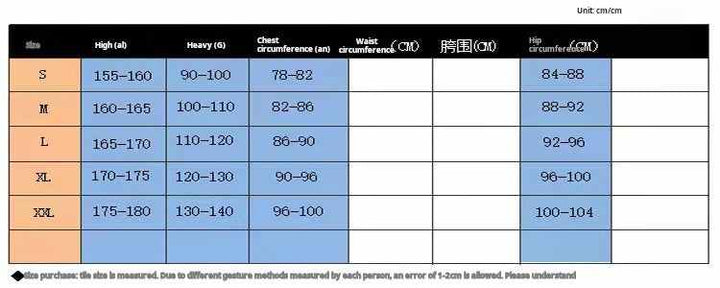 Size chart for Flamenco تنورة فلامنكو.