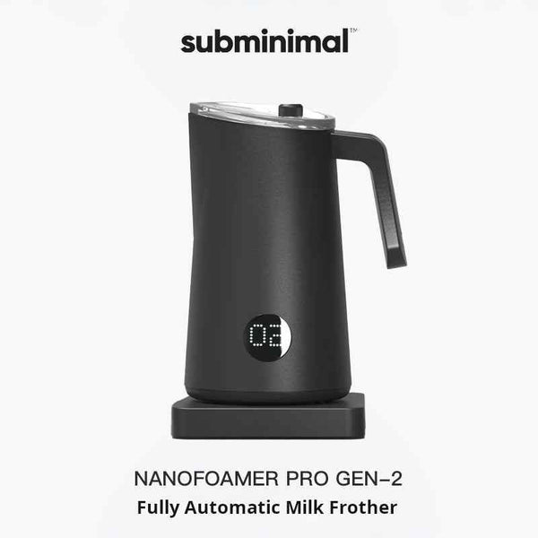 مكثف ومسخن الحليب الجيل الثاني من Subminimal بتصميم أنيق وميزات حديثة لتسخين الحليب وتكثيف الرغوة بلمسة زر، مثالي لعشاق القهوة.
