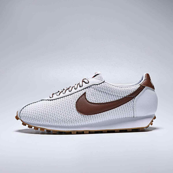 Nike LD-1000 white sneaker with brown swoosh and mesh design, vintage running shoe from 1977