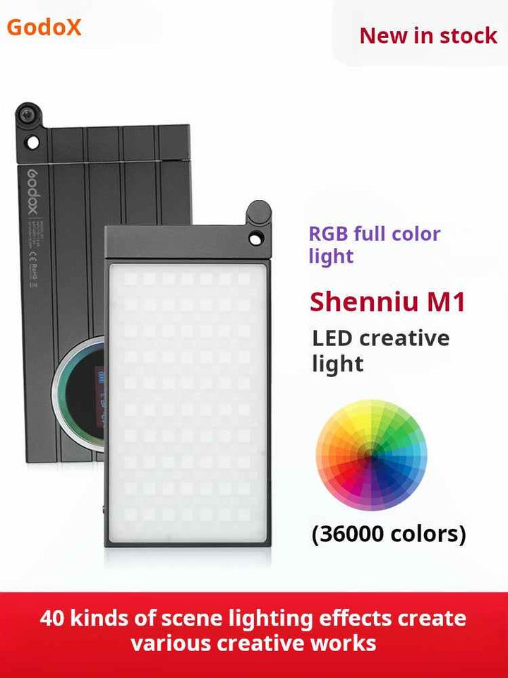 Godox M1 RGB pocket-sized professional LED light with 36000 colors and 40 scene lighting effects