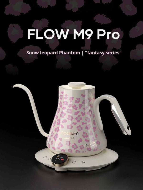 Electric kettle Cocinare FLOW M9 Pro with pink snow leopard design acocinare kettle