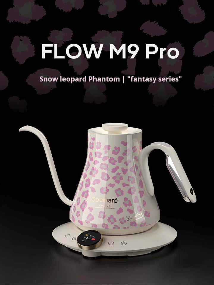 Electric kettle Cocinare FLOW M9 Pro with pink snow leopard design acocinare kettle