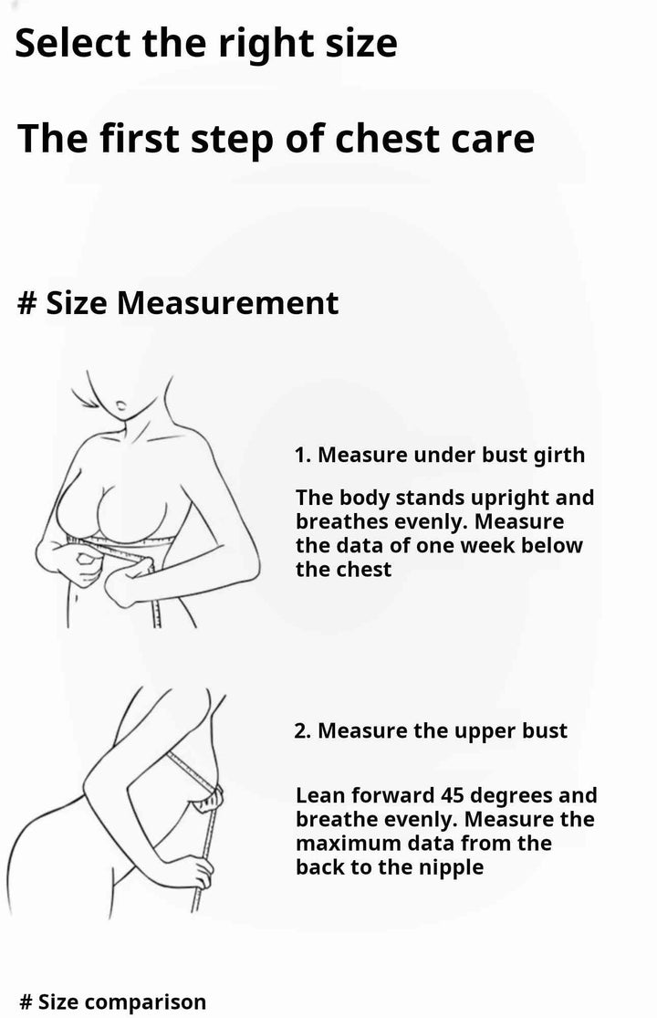 Multi-Way Strapless Bra size guide showing how to measure under bust girth and upper bust for perfect fit and chest care.