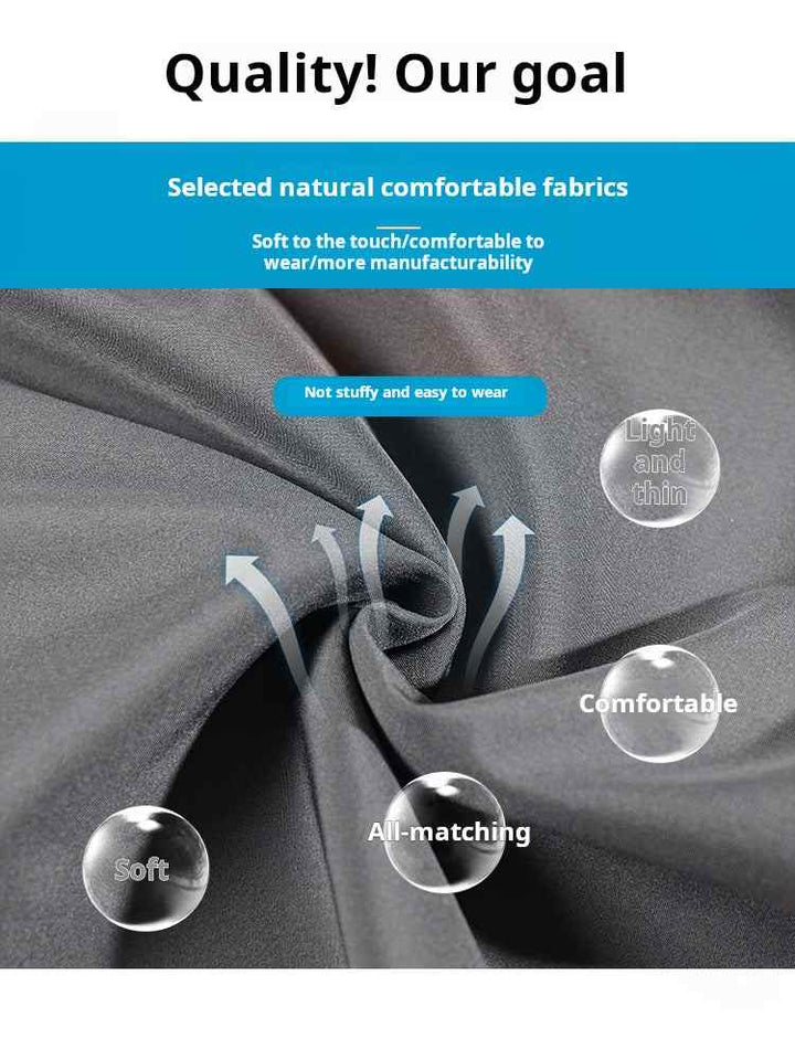 Close-up of soft, light gray Ice Silk fabric highlighting breathability and comfort features for men's shorts