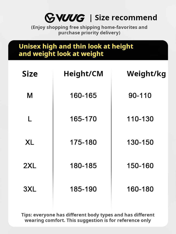 Size chart for men's Ice Silk anti-wrinkle loose fit t-shirt with height and weight recommendations