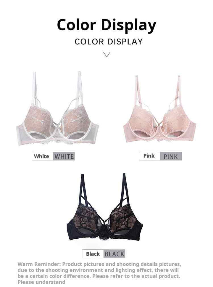 Kardashian SKIMS Gathered Lingerie sexy lace cutout breathable bra in white, pink, and black colors
