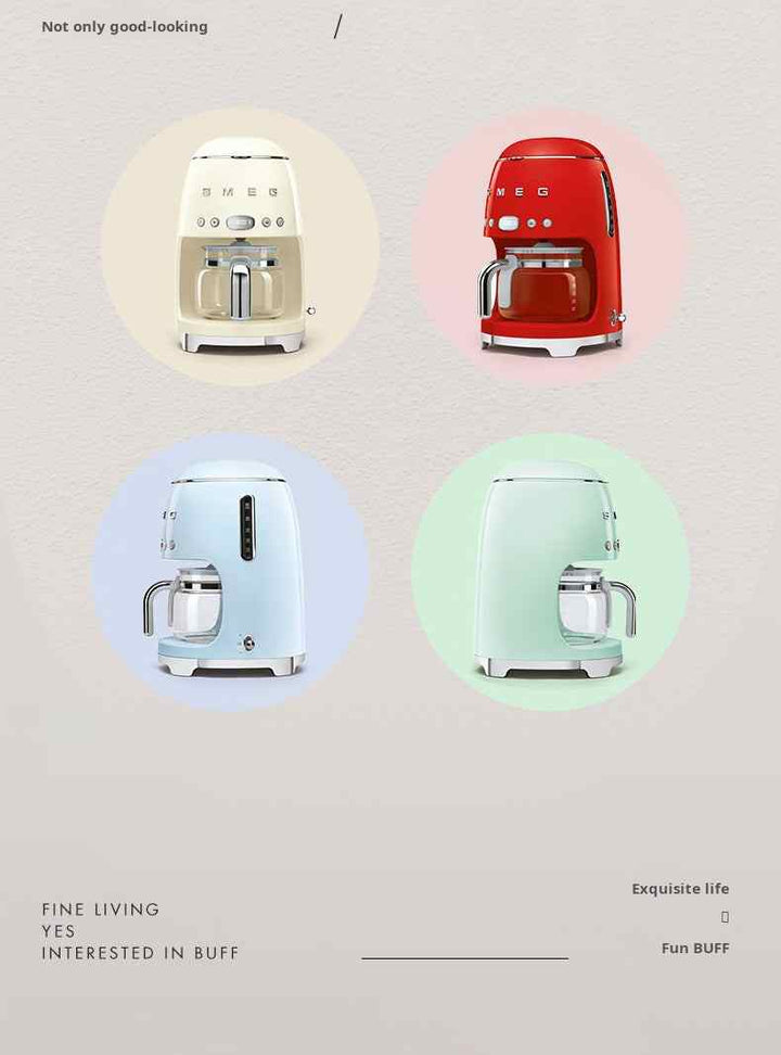 آلة تحضير القهوة بالتقطير SMEG DCF02 بألوان متعددة وتصميم أنيق مع شاشة LED ونظام تحكم أوتوماتيكي