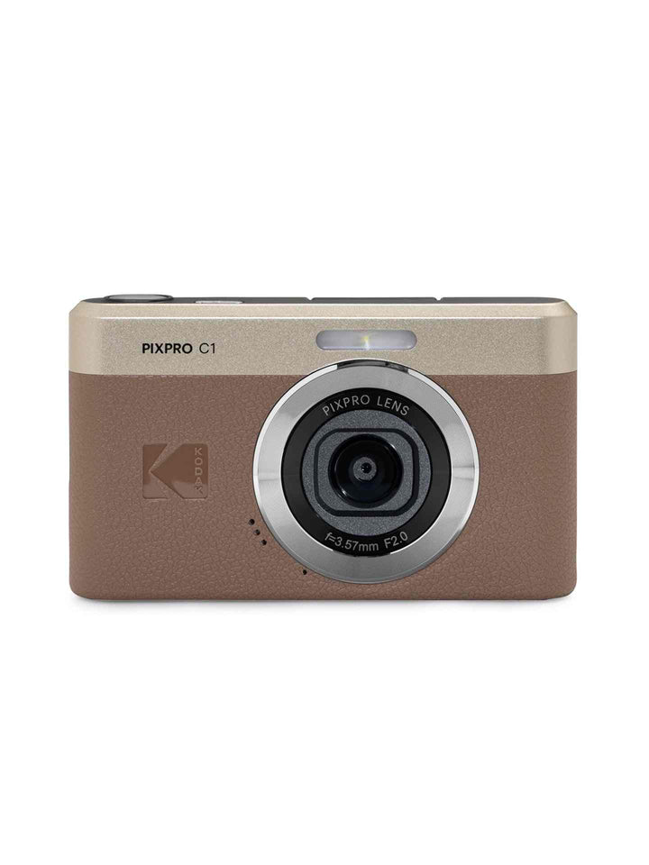 كاميرا Kodak PIXPRO C1 بتصميم كلاسيكي ريترو بلمسة جلدية ومعدنية، بدقة 13 ميجابكسل وشاشة 2.8 بوصة قابلة للدوران، خفيفة الوزن ومقاومة للانزلاق.