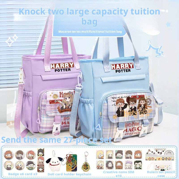Harry Potter themed colorful school backpacks with multiple compartments and free 27-piece accessory set