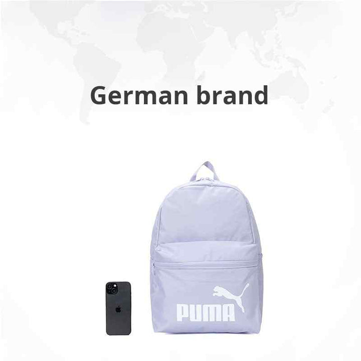 حقيبة ظهر PUMA باللون البنفسجي مع شعار بارز وتصميم عملي خفيف الوزن ومتين للمدرسة والجامعة