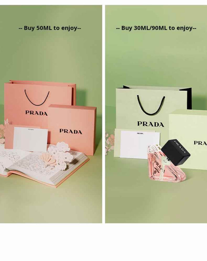 Limited edition PRADA برايم بارادوكس women's perfume gift set with 50ml bottle, mini classic perfume, and elegant fabric bag