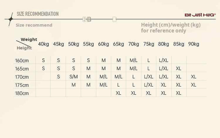 Size recommendation chart for wide checkered pants showing sizes from S to XL based on height and weight in centimeters and kilograms.