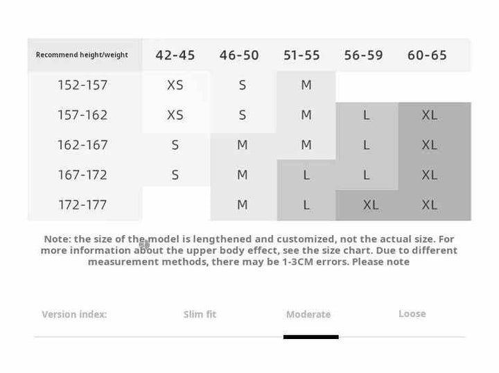 Size chart for Elite suit LILY2025 autumn retro corduroy women's commuter high-end suit jacket with recommended height and weight for XS to XL sizes.