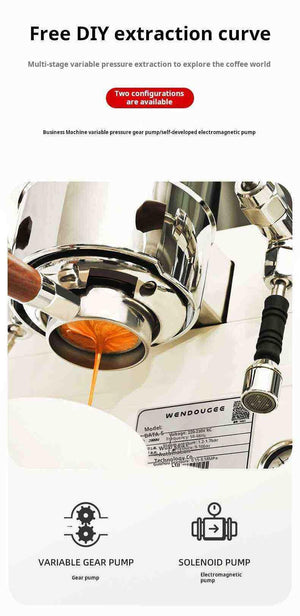 ماكينة قهوة Wendougee Data S BK | تصريف المياه يدويا أو التوصيل المباشر نصف أوتوماتيك احترافية ☕.