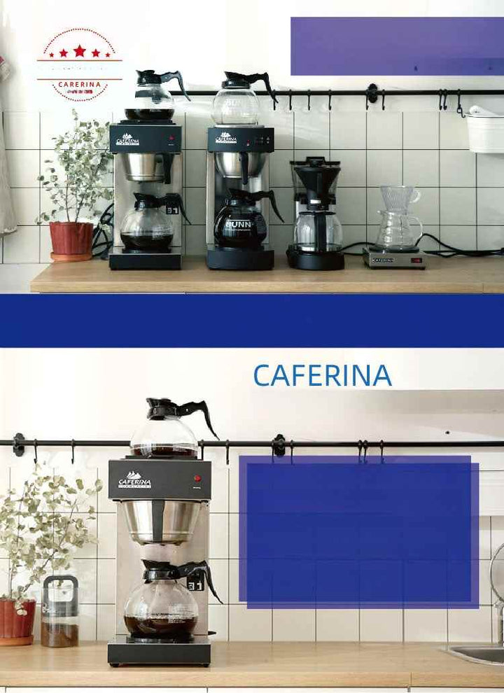 ماكينة قهوة أوتوماتيكية CAFERINA RH330 مع جهاز تخمير تجاري لوضع القهوة الأمريكية والمشروبات الساخنة على طاولة مطبخ عصري