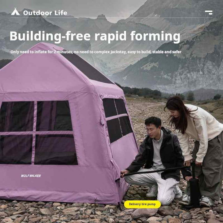 Wolf Walker Cloud Pavilion inflatable camping tent with large canopy, rapid setup, and durable design for outdoor rainstorm protection