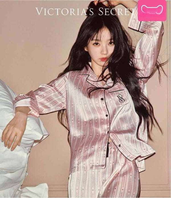طقم بيجاما حرير ساتان بارد وناعم لمقاومة الكهرباء الساكنة من Victoria's Secret Tian Xiwei تيان شي ويصيف 2025 للنساء