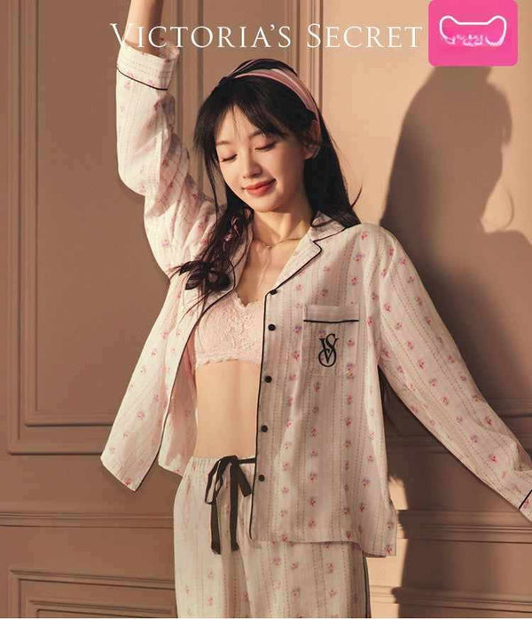 Victoria's Secret star staycation Tencel soft print long sleeve lounge pajama trousers for women summer