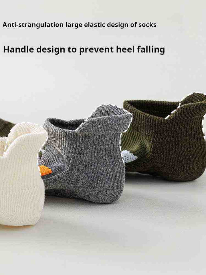جوارب رياضية رجالية قطنية خريفية سميكة مع قاعدة قابضة تمتص العرق وتمنع رائحة القدم ومزودة بمقبض لمنع سقوط الكعب