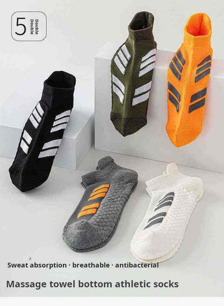 جوارب رياضية رجالية من القطن بألوان متعددة ذات قاع منشفة مقاومة للرائحة وامتصاص العرق للركض وكرة السلة
