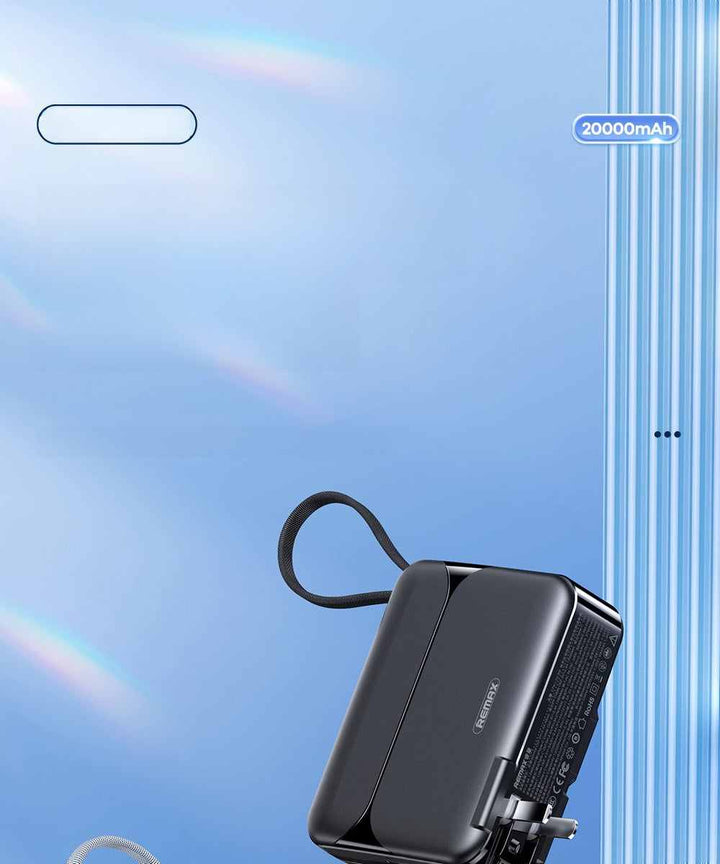 باور بانك REMAX بسعة 20000mAh مع شحن سريع PD27W وتصميم مدمج وسلكي شحن مدمجين Type-C وLightning