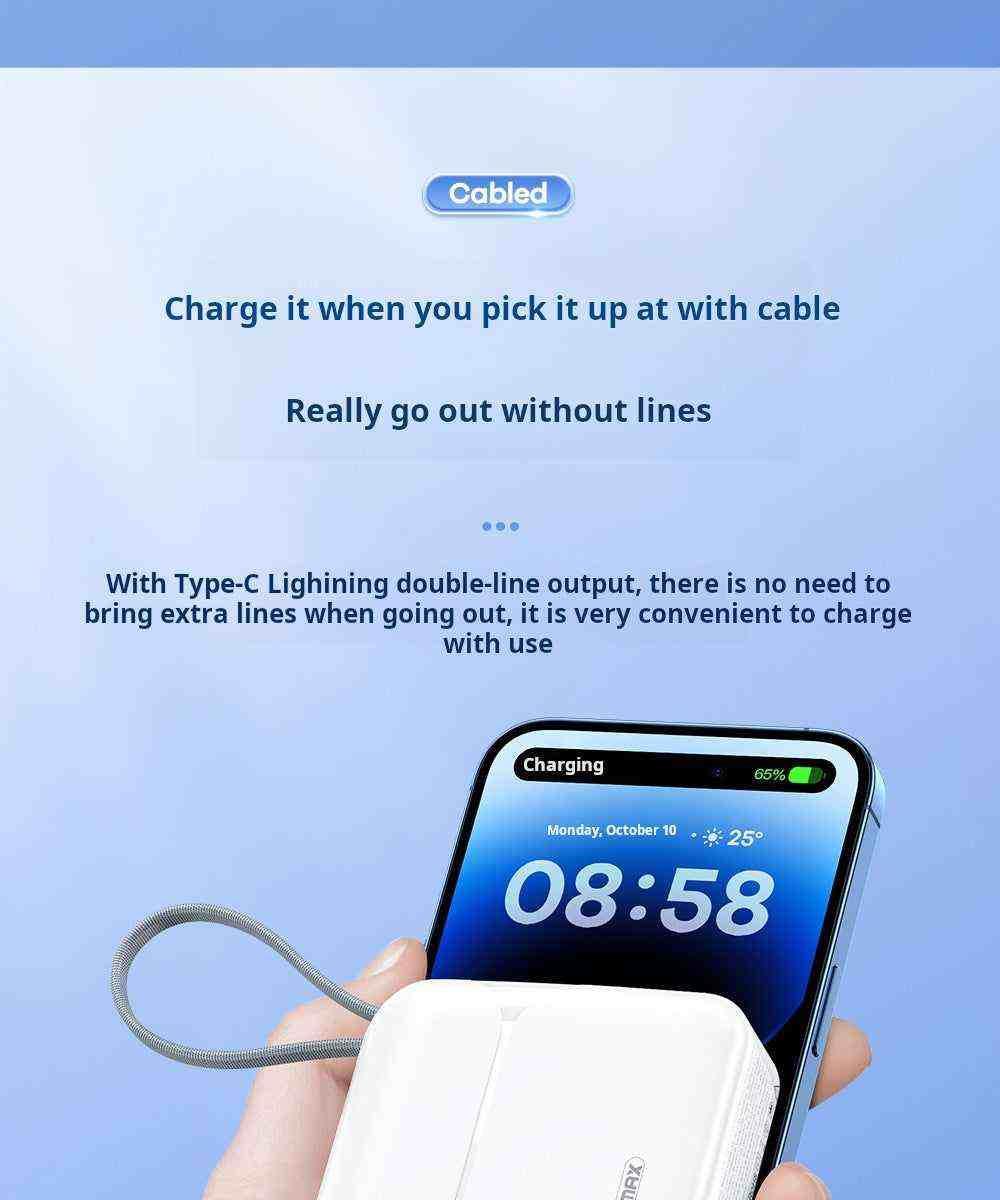 باور بانك REMAX بسعة 20000mAh مع شحن سريع PD27W.