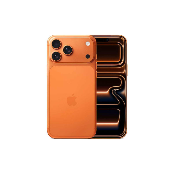 Apple iPhone 17 Pro Max orange with triple rear cameras and ceramic shield display