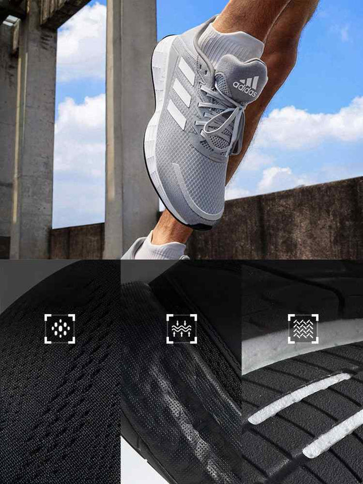 Adidas أديداس حذاء DURAMO SL شبكي خفيف وجيد التهوية للركض والتدريب اليومي باللون الأبيض والرمادي
