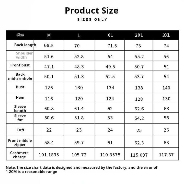 Mr. Lu San's Japanese vintage جاكيت jacket size chart with measurements for M to 3XL in Arabic text