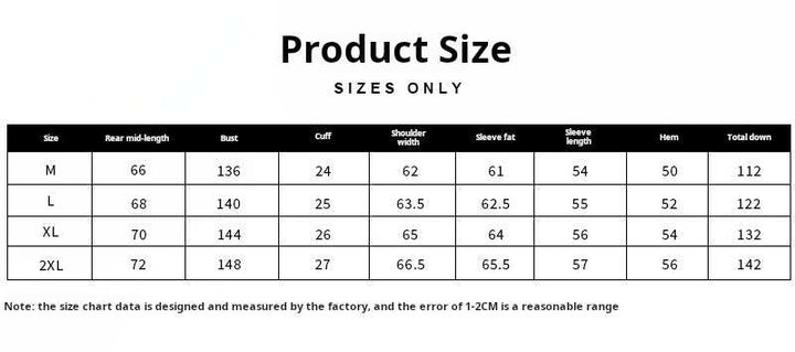 Mr. Lu San جاكيت size chart with measurements for M to 2XL, showing bust, sleeve, shoulder, and hem dimensions