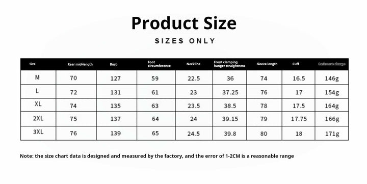 Mr. Kiyokura Lusan جاكيت size chart with measurements for M to 3XL including bust, sleeve, and cuff details