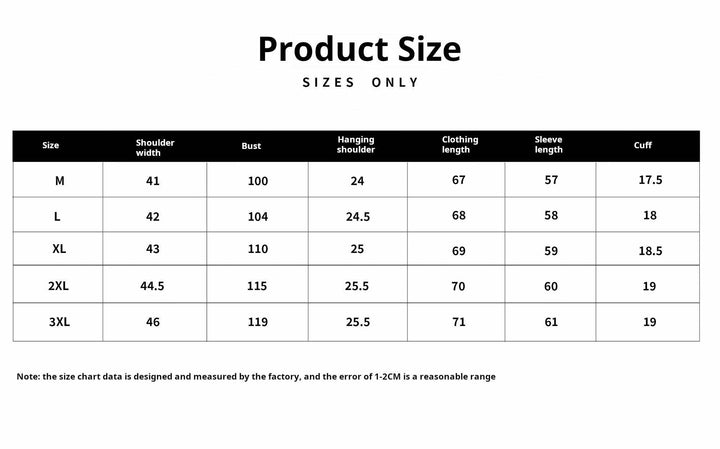 Size chart for Mr. Lu San 100% wool slim sweater in various sizes M to 3XL with measurements for shoulder width, bust, hanging shoulder, clothing length, sleeve length, and cuff.