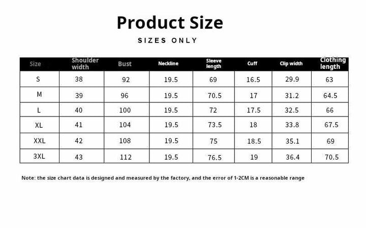 Mr. Lu San British slim cardigan jacket size chart with shoulder, bust, neckline, sleeve length, cuff, clip width, and clothing length measurements