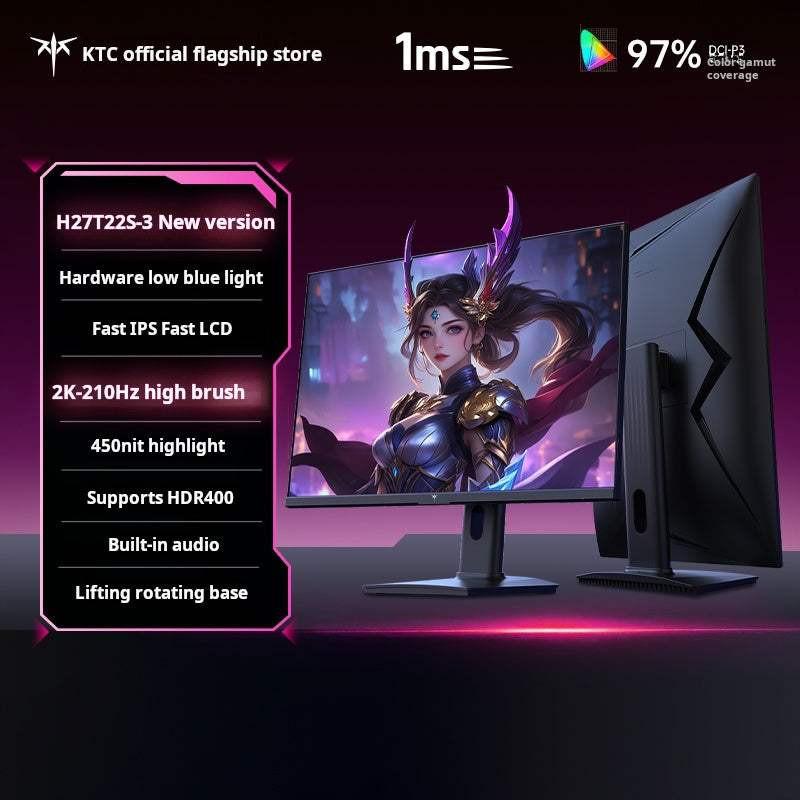 شاشة KTC 27 Inch 2K210Hz Swivel Lift Base Hardware Low Blue Light Gaming Monitor H27T22S-3 Gen.
