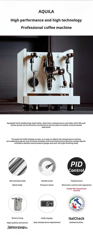 آلة Espresso احترافية Aquila 0986P بنظام PID ومقابض خشبية.