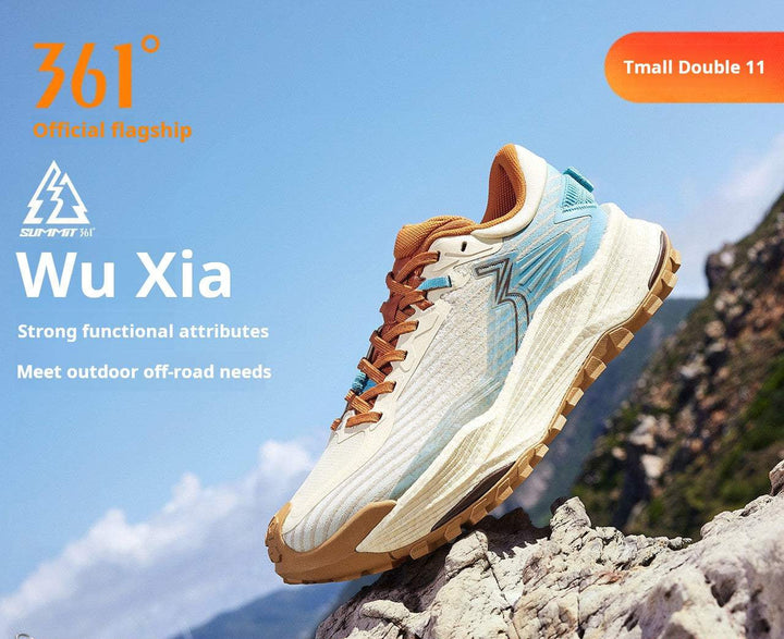 حذاء 361 Wuxia 2.0 بألوان كريمية وسماوية مع نعل مطاطي ومتانة عالية للأنشطة الخارجية