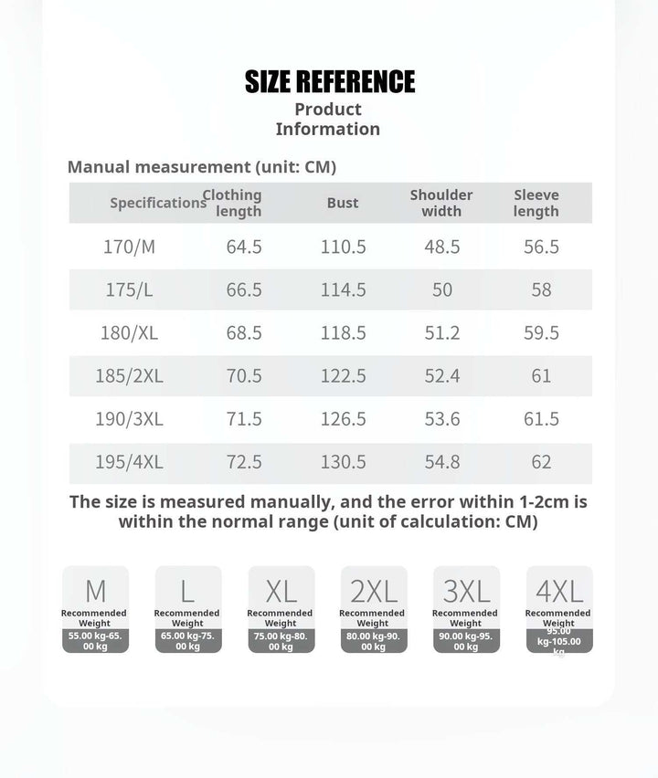 جدول قياسات جاكيت بيير كاردان مع تفاصيل الطول والصدر والكتف والكم للمقاسات من M إلى 4XL