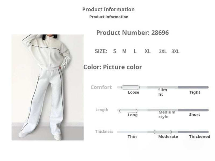 طقم كاجوال بأكمام طويلة وياقة نصف عالية بسحّاب أمامي مصنوع من نسيج متوسط السمك موديل واسع وسروال عالي الخصر مريح عملية بألوان متعددة