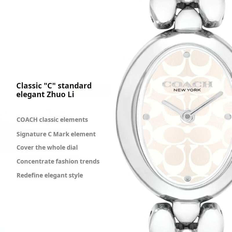 COACH Sammy Quartz movement Stainless steel strap White dial Women's watch.