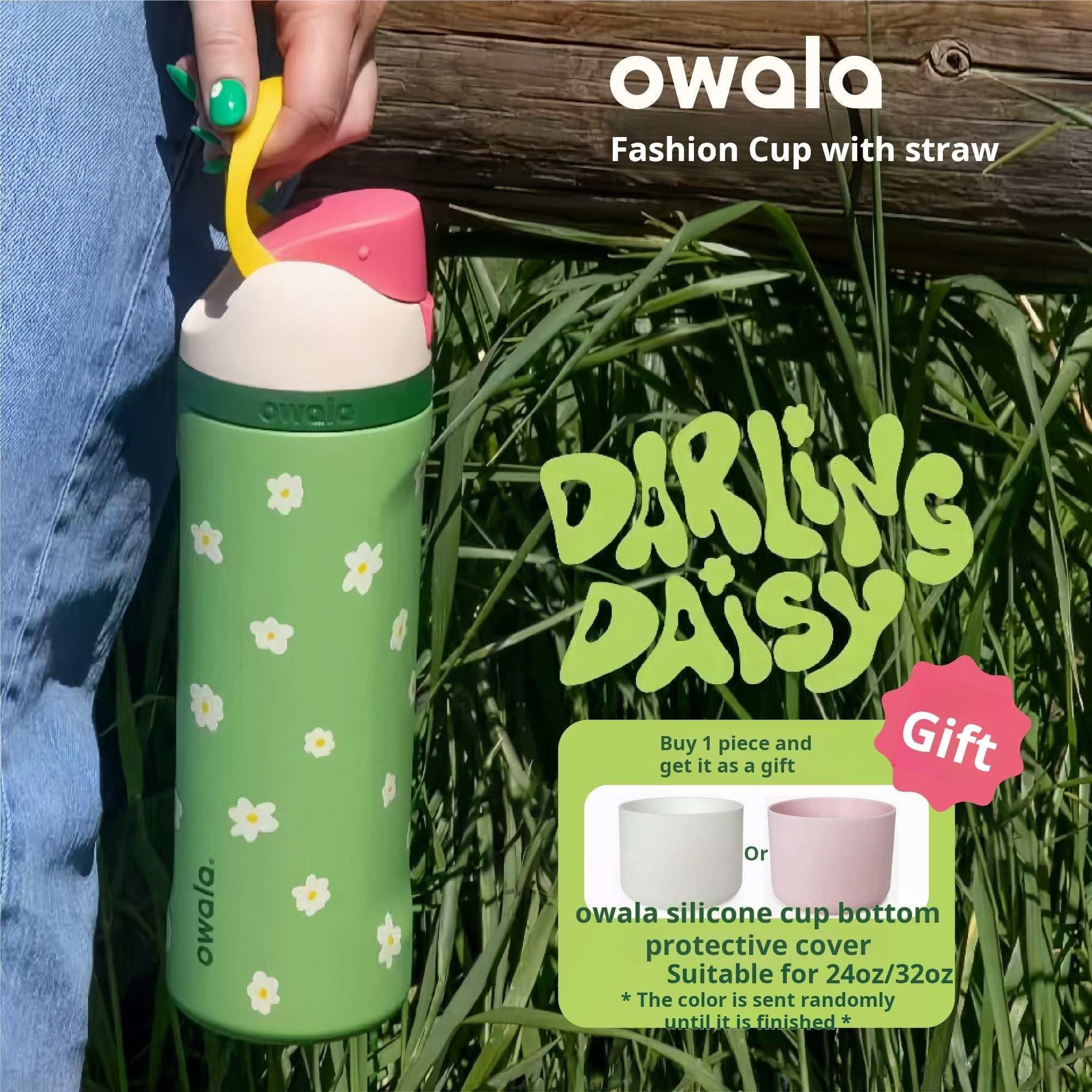 مطرة Owala FreeSip عازلة للحرارة بتصميم ملون مميز.