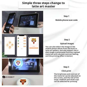 طابعة القهوة EVEBOT للرسم الملون بدقة 600dpi.