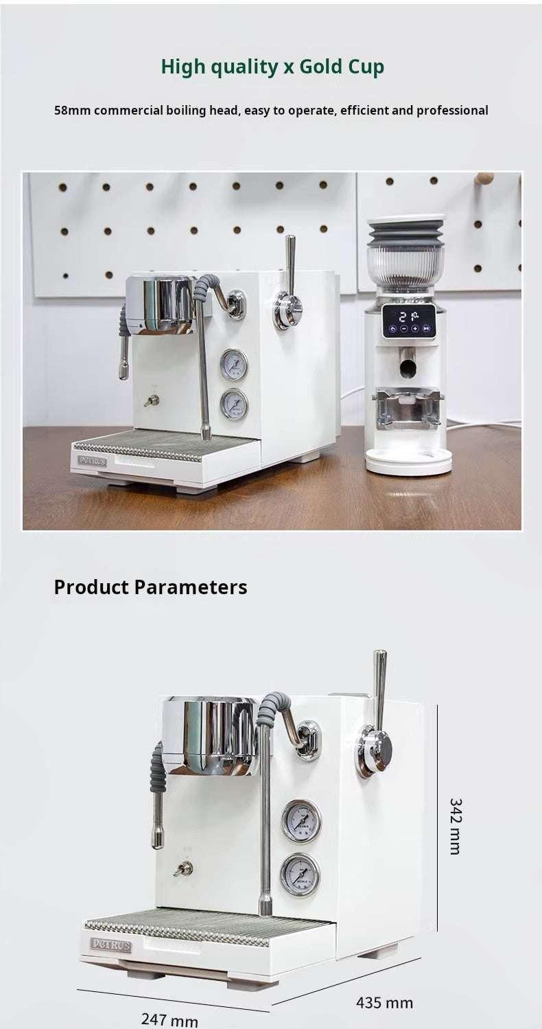 ماكينة Espresso بيضاء Petrus PE3900 بنظام Double Boiler.