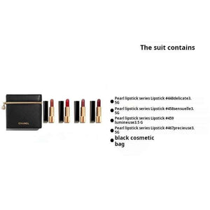 CHANEL Limited Pearl Pouch + Pearl Lipstick Set.