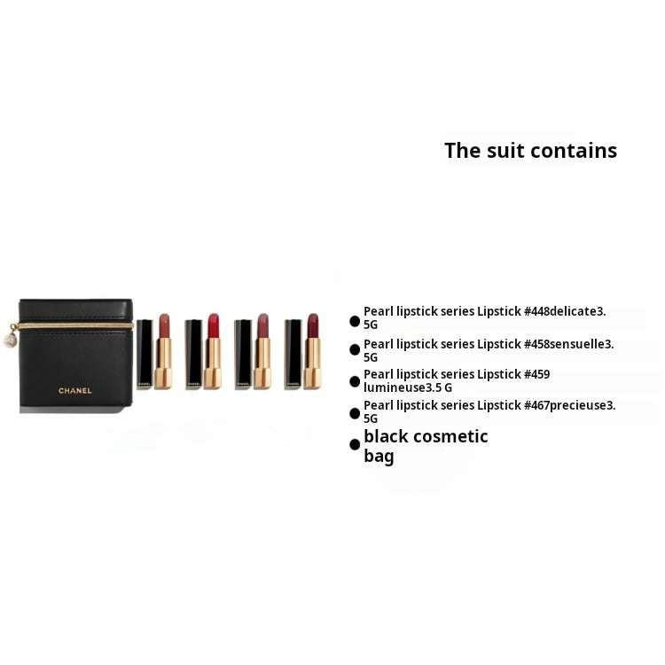 CHANEL Limited Pearl Pouch + Pearl Lipstick Set.