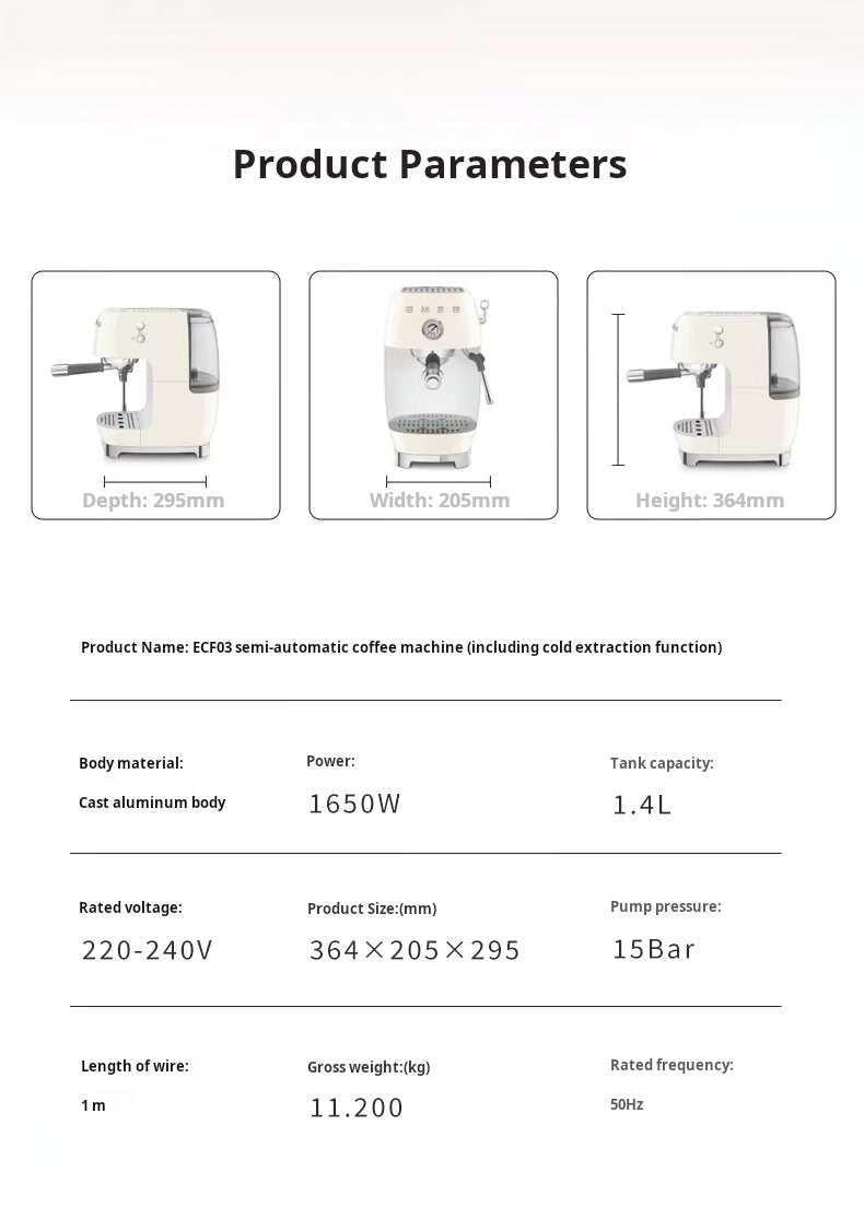 ماكينة Espresso من Smeg موديل ECF03 بخاصية Cold Extraction.