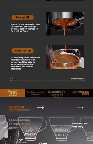 Aleman Espresso 5 ماكينة يدوية احترافية بضغط متغير.