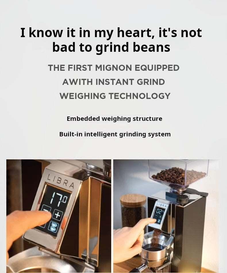 مطحنة قهوة Eureka Mignon Libra مع ميزان مدمج ودقيق.