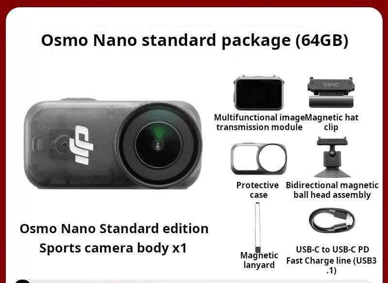 كاميرا رياضية DJI Osmo Nano مغناطيسية 64GB أسود.