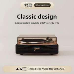 مشغل أسطوانات Syitren Paron بتصميم Classic خشبي فاخر.
